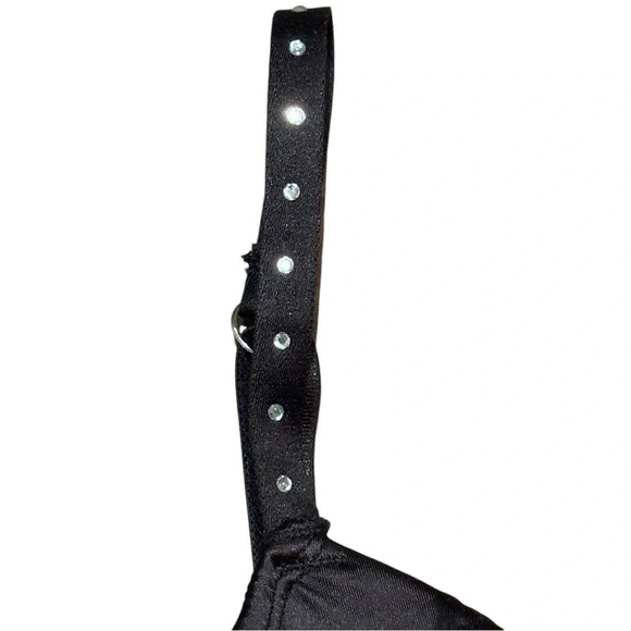 STEVE MADDEN Rhinestone Glam Corset BLACK Silky Soft SZ 36C - Picture 3 of 9